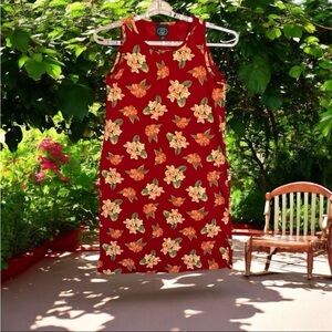 Vtg 90s Laura Ashley Dress Sz M Red Floral AOP Cottagecore Farm Sleeveless EUC